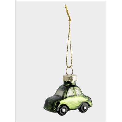 Игрушка елочная, 5 см, стекло, зеленая, Машинка, New year