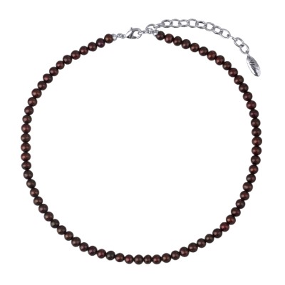 Колье (жемчуг баклажановый 5-6мм; покрытие родий) 38-45см