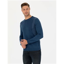 İndigo Melanj Slim Fit Kazak