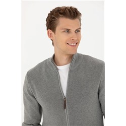 Erkek Gri Melanj Triko Hırka