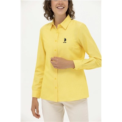 Kadın Sarı Uzun Kollu Basic Gömlek