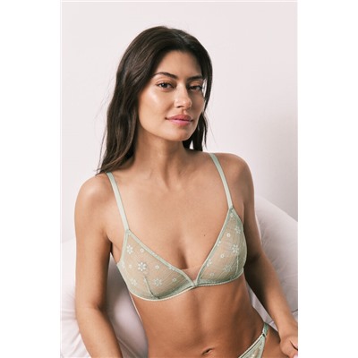 Sujetador triangular encaje verde NATURAL