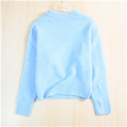 Женский однотонный мягкий свитер с круглым вырезом и длинными рукавами Zar*a