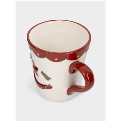Кружка, 510 мл, керамика D, бело-красная, Лошадка-качалка, New year
