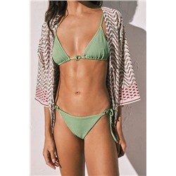Braga bikini brasileña textura crinkle verde