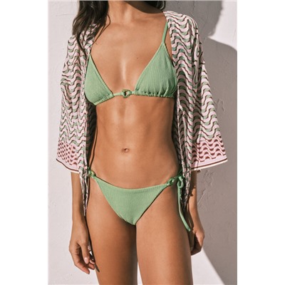 Braga bikini brasileña textura crinkle verde