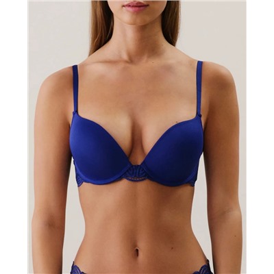 Sujetador ultra push-up de encaje azul