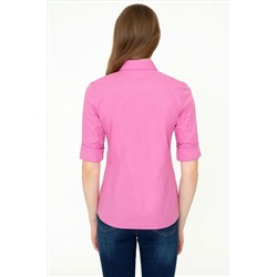 Kadın Pembe Uzun Kollu Basic Gömlek