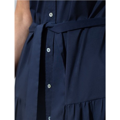 Платье А-силуэта с поясом из легкого хлопкового поплина