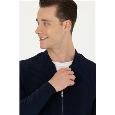 Erkek Lacivert Basic Triko Hırka