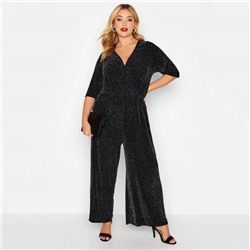 Женский нарядный блестящий комбинезон Plus Size