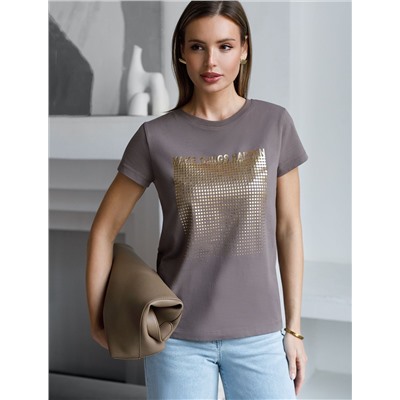 Нарядная футболка с блестящим принтом фольгой