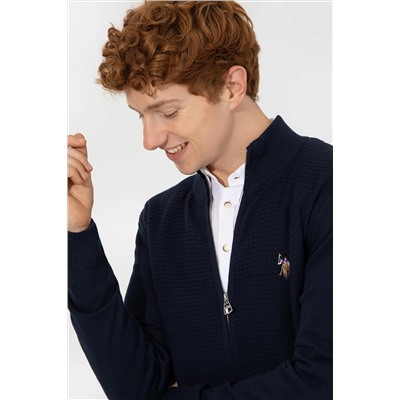 Erkek Lacivert Basic Triko Hırka