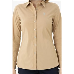 Kadın Kum Uzun Kollu Basic Gömlek