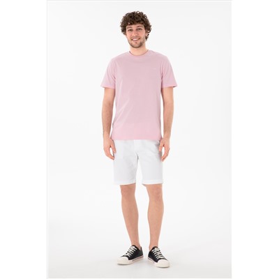 Erkek Regular Fit Bisiklet Yaka Açık Pembe Basic Tişört