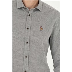 Erkek Saks Uzun Kollu Gömlek