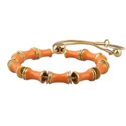 Браслет Бамбук (эмаль оранжевая; покрытие золото) 23см, Есть комплект