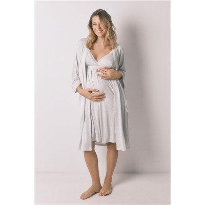 Bata "maternity" cinturón gris
