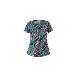 UA Pop Dots Black Asymmetrical Scrub Top