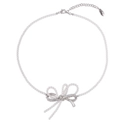 Колье-чокер (майорка белая 5мм; покрытие родий) 38-43см, Есть комплект