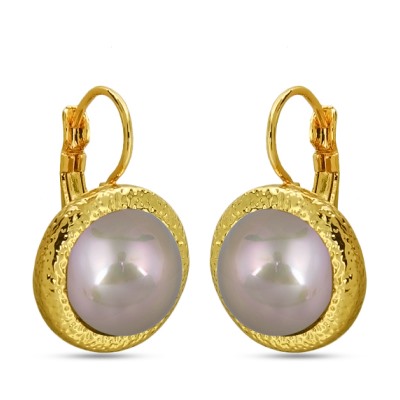 Серьги (Майорка 12мм шампань; покрытие золото), Есть комплект