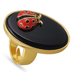 Кольцо Божья коровка (эмаль красная, черная; покрытие золото), Есть комплект