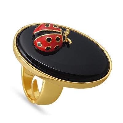 Кольцо Божья коровка (эмаль красная, черная; покрытие золото), Есть комплект