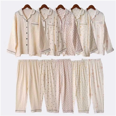 Kомфортная хлопковая двухслойная марлевая женская пижама