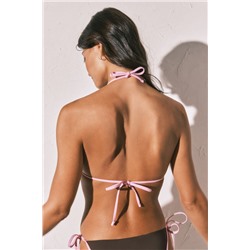 Top bikini triangular push up marrón