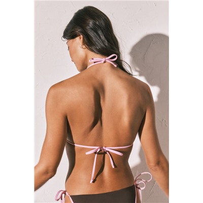 Top bikini triangular push up marrón