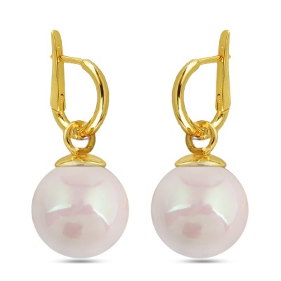 Серьги (Майорка 14мм холодно-розовая; покрытие золото), Есть комплект