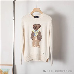 Женский хлопковый вязаный свитер с мишкой Ralp*h Laure*n