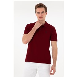 Erkek Slim Fit Polo Yaka Bordo Basic Tişört