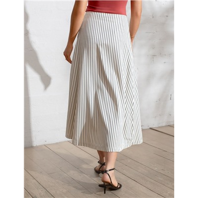 Юбка миди на запАх в полоску из легкого хлопкового поплина