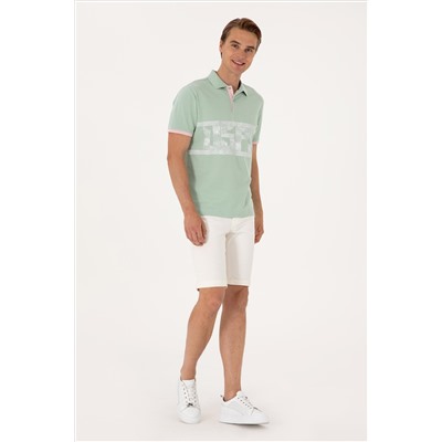 Erkek Regular Fit Su Yeşili Polo Yaka Tişört
