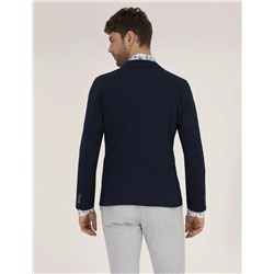 Lacivert Yün Karışımlı Spor Ceket