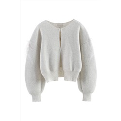 Cárdigan de lana y cachemir Gris claro jaspeado