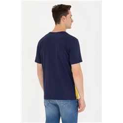 Erkek Koyu Sarı Bisiklet Yaka Tişört