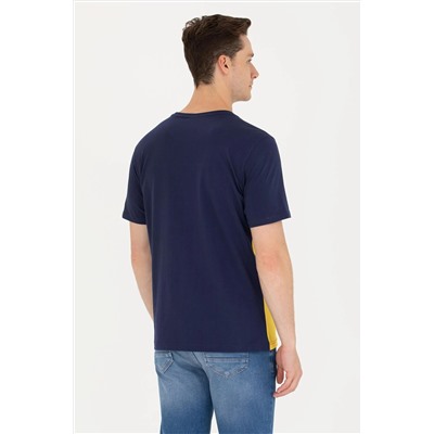 Erkek Koyu Sarı Bisiklet Yaka Tişört