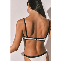 Top bikini horizontal color block B&W
