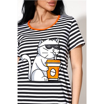 24410 Туника в полоску с принтом