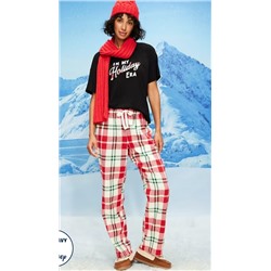 Mid-Rise Plaid Flannel Pajama Pants for Women