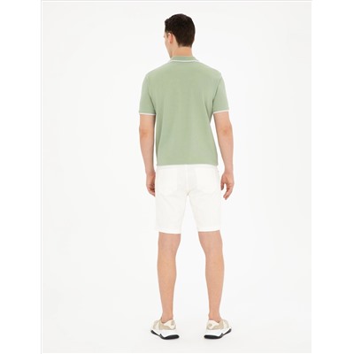 Ekru Slim Fit Jean Şort