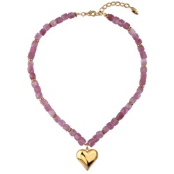 Колье Селена (кварц розовый 7-8мм; покрытие золото) 42-49см, Есть комплект