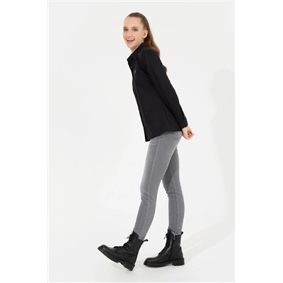 Kadın Siyah Uzun Kollu Basic Gömlek