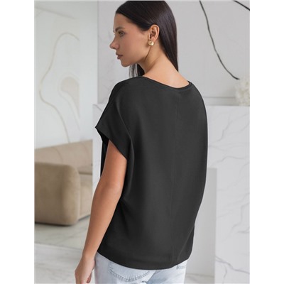 Футболка с V-вырезом и цельнокроеным рукавом из премиального хлопка