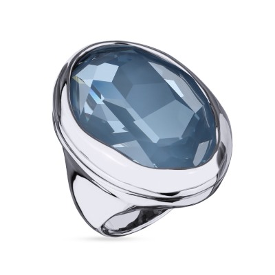 Кольцо Грация (кристаллы SW 30х22 байкальский лед; покрытие родий), Есть комплект