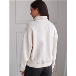 Бомбер свободный на молнии с карманами из эластичного футера трехнитки