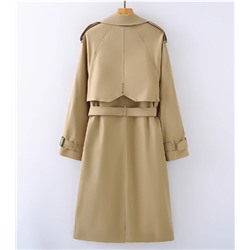 Женский двусторонний тренчкот с длинным рукавом и воротником-стойкой