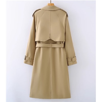Женский двусторонний тренчкот с длинным рукавом и воротником-стойкой